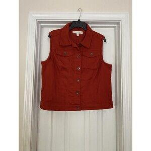 C Est 1946 Denim size L Orange button‎ up vest